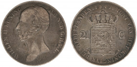 Koninkrijk NL Willem II (1840-1849) - 2½ Gulden 1845 mmt. lelie met parel op de band (Sch. 511) - F/VF