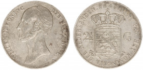 Koninkrijk NL Willem II (1840-1849) - 2½ Gulden 1845 mm. lelie met parel op de band (Sch. 511) - VF+