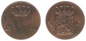 Koninkrijk NL Willem III (1849-1890) - ½ Cent 1850 (Sch. 703) - a.UNC