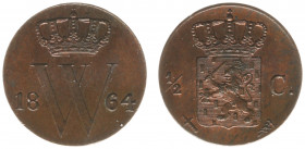 Koninkrijk NL Willem III (1849-1890) - ½ Cent 1864 (Sch. 714) - XF/UNC