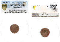 Koninkrijk NL Willem III (1849-1890) - ½ Cent 1870 (Sch. 718) - in slab PCGS MS62RB