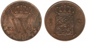 Koninkrijk NL Willem III (1849-1890) - 1 Cent 1863 (Sch. 688) - a.UNC, some discolouring