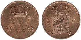 Koninkrijk NL Willem III (1849-1890) - 1 Cent 1863 (Sch. 688) - UNC