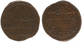 1577 - Jeton 'Bureau des Finances' (Dugn.2733, vOrden823, Tas143) - Obv: 4-line legend within wreath / KZ Roman year in square cartouche - bronze 28,5...