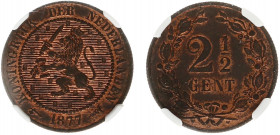Koninkrijk NL Willem III (1849-1890) - 2½ Cent 1877 (Sch. 679) - NGC-slab MS62 Brown
