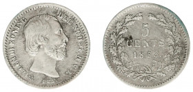 Koninkrijk NL Willem III (1849-1890) - 5 Cent 1853 (Sch. 667 / RR) - mintage 11.170 pcs. - F/VF, black spot on rev.