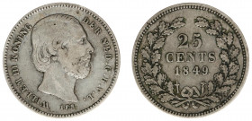 Koninkrijk NL Willem III (1849-1890) - 25 Cent 1849 (Sch. 637/R) - F/VF