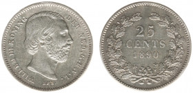 Koninkrijk NL Willem III (1849-1890) - 25 Cent 1890 without dot behind date (Sch. 639a) - VF/XF