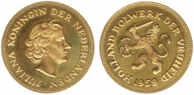 Netherlands - Medal 1959 Holland Bolwerk der Vrijheid - Goud 7,56 gram .900 - UNC