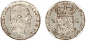 Koninkrijk NL Willem III (1849-1890) - ½ Gulden 1860 (Sch. 627) - in slab NGC AU58