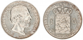 Koninkrijk NL Willem III (1849-1890) - 1 Gulden 1863 (Sch. 615) - XF, some scratches on rev.