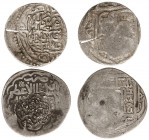 Arabian Empires - Mongol Period - Timurid - Shahrukh (AH807-850 / AD1405-1447) - AR tanka (2) nd. almost illegible (A-2417; Wilkes2326) countermarked ...