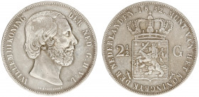 Koninkrijk NL Willem III (1849-1890) - 2½ Gulden 1852b zonder punt (Sch. 578) - a.VF