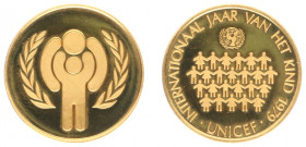 Netherlands - 1979 - Medal 'UNICEF - Jaar van het Kind' - gold 21 kt 7,01 gram - UNC