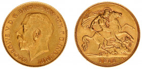 Australia - George V (1910-1936) - Half-Sovereign 1918-P (KM28, S.4009, Fr.43) - Obv: Bare head left / Rev: St. George slaying the dragon - Gold - VF/...