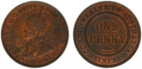 Australia - George V (1910-1936) - Penny 1912 (KM23) - Obv: Crowned bust left / Rev: Value within circle - XF with orig. mint lustre