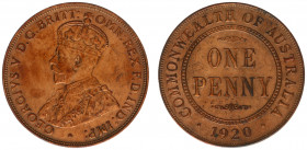 Australia - George V (1910-1936) - Penny 1920 - without dot (KM23) - Obv: Crowned bust left / Rev: Value within circle - XF/UNC with orig. mint lustre