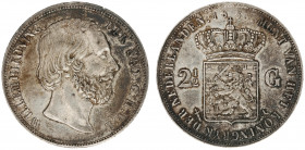 Koninkrijk NL Willem III (1849-1890) - 2½ Gulden 1853/52 OVERDATE (Sch. 579a/S) - VF/XF, year weakly struck