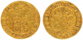 Austria - Salzburg - Johann Jakob Khuen von Belasi (1560-1586) - Ducat 1578 - with title Rudolf II (Zöttl 578, Pr.506, Fr.637) - Obv: Mantled St. Rupe...