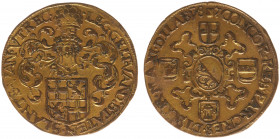 1587 - Jeton Utrecht 'Staten van Utrecht' (Dugn.3159, vOrden952, Tas244) - Obv: Helmeted ornate arms of Utrecht / Rev: Arms of Amersfoort, Wijk bij Du...