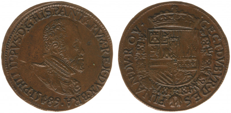 1589 - Jeton 'Bureau des Finances' (Dugn.3248, vOrdenII169) - Obv: Bust Philip I...