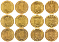 Netherlands - Mini-gulden of Queen Wilhelmina - 6 pieces, Gold 1.17 g. total - UNC