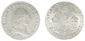 Austria - Empire - Joseph II (1765-1790) - ¼ Kronentaler 1788-H, Günzburg (KM38, Her.211, ANK40) - Obv: Laureate bust right / Rev: Foliated cross, cro...