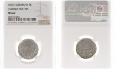 Austria - Empire - Franz II (1792-1835) - 6 Kreuzer 1802-H, Günzburg (ANK20, Her.904) - Obv: 3 shields and date / Rev: Value above sprigs - NGC MS62