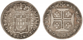 Azores - Maria I (1777-1799) - 300 Reis 1797 (KM8, Gomes06.03) - Obv: Crowned arms between value and date / Rev: Jerusalem cross - VF