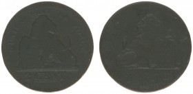 Belgium - Leopold I (1831-1865) - 2 Centimes nd. (1835-1865) (KM4.2) with MINT ERROR 'reverse incuse on obverse' - VF