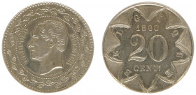 Belgium - Leopold I (1831-1865) - 20 Centimes 1860 - MULE Essai by Wiener in nickel (Dupr.772 obv. and Dupr.792 rev.) - Obv: Bare head left, L. Wiener...