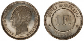 Belgium - Leopold I (1831-1865) - Franc 1859 - Essai by Wiener in silver (Dupr.626) - Obv: Head left / Rev: Value within beaded circle (Fs), ESSAI MON...