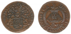 1670 - Jeton '3rd Jubilee if the Miracle of Brussel' (Dugn.4276, vLoonIII.37), date as chronogram - Obv: Helmeted ornate arms Thierry Elshout / KZ 3-f...