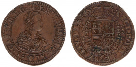 1678 - Jeton Brussel 'Bureau des Finances' (Dugn.4404, vOrden1359) - Obv: Bust Charles II right / Rev: Crowned Spanish arms within Golden Fleece order...