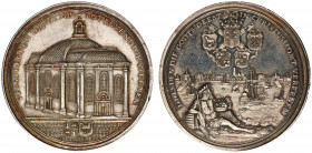 Historiepenningen - 1736 - Medal 'Inwijding van de nieuwe Lutherse kerk te Rotterdam' By J.G. Holtzhey (VvL.108, KPK.2541, Donga/Berg54) - Obv. View o...