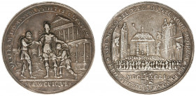Historiepenningen - 1751 - Medal 'Inhuldiging Willem IV als markgraaf van Vlissingen en Veere' (VvL.298) - Obv. The Prince as Odysseus with Telemachus...