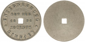 Plantagegeld / Plantation tokens - Bindjey - 20 Cents 1890 (LaBe 43 R / LaWe 43) - Obv. Value within cirkel + Unternehmung Bindjey / Rev: Plain - alpa...