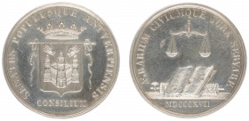 Historiepenningen - 1817 - Medal 'Raadspenning van de stad Antwerpen' by A.C. Jouvenel (Dirks120) - Obv. Crowned coat of arms / Rev. Scales, open book...