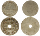 Plantagegeld / Plantation tokens - Kisaran - ½ Dollar 1888 (LaBe 114 S / LaWe 135-137) - Obv. Value within cirkel + Unternehmung Kisaran / Rev: Plain ...