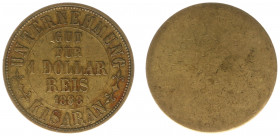 Plantagegeld / Plantation tokens - Kisaran - 1 Dollar Reis 1888 (LaBe 117a / LaWe 145/146) - Obv. Gut für - value - Reis - 1888. Legend: Unternehmung ...