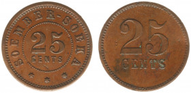 Plantagegeld / Plantation tokens - Soember Soeka - 25 cents 1892 -c.1910 (LaBe 240a / LaWe 347b / Scho. 1145) - Obv. Value in two lines. Legend : Soem...