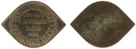 Plantagegeld / Plantation tokens - Tandjong Alam - 1 Dollar Reis 1891 (LaBe 310 / LaWe 467) - Obv. Eye shaped. Obverse: Gut für - value - Reis - date:...