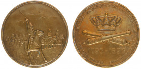 Historiepenningen - 1893 - Medal 'Eeuwfeest Rijdende Artillerie' (KB.1039, Bax211) - Obv. Officer with raised saber leading artillerymen galloping / R...