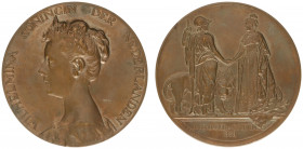 Historiepenningen - 1898 - Medal 'Inhuldiging Wilhelmina in Amsterdam' by B. van Hove & W. Achterhagen (KB.355) - Obv. Bust left / Rev. Wilhelmina sha...