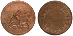 Historiepenningen - 1921/1767 - Prize medal 'Amsterdamse Maarschappij tot Redding van Drenkelingen' by J.G. Holtzhey (VvL.399) - Obv. Charity keeps De...