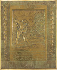Historiepenningen - ND (1927) - Uniface wall plaque 'De Bleeker' by J.C. Wienecke after Jan Luiken (JCW.259), bleacher at work within ornamental rim, ...