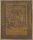 Historiepenningen - ND (1927) Uniface wall plaque 'De Dokter' by J.C. Wienecke after Jan Luiken (JCW.262), physician with client within ornamental rim...
