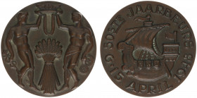 Historiepenningen - 1948 - Medal '50e Jaarbeurs Utrecht' by P. d' Hont - Obv. Gods of trade and industry with Jaarbeurs symbol above corn sheaf / Rev....