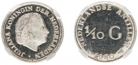 Overzeese Gebiedsdelen - Nederlandse Antillen - 1/10 Gulden 1960 (Sch. 1399, KM 3) - struck with polished dies, mintage 300 pcs. - Proof, NGC slab PF6...