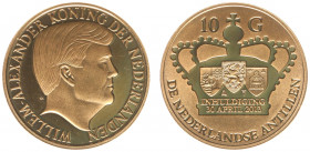 Overzeese Gebiedsdelen - Nederlandse Antillen - 10 Gulden 2013 'Verwelkoming nieuwe koning' - Gold - Proof, mintage 750 pcs.